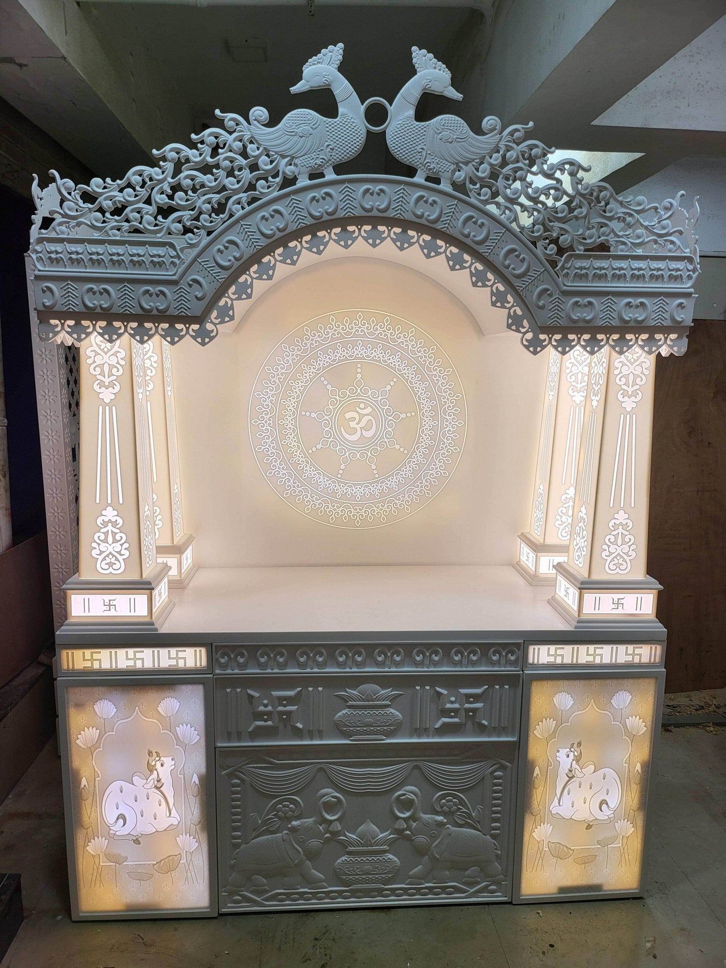 Corian Mandir with traditional pillar design - Home temple