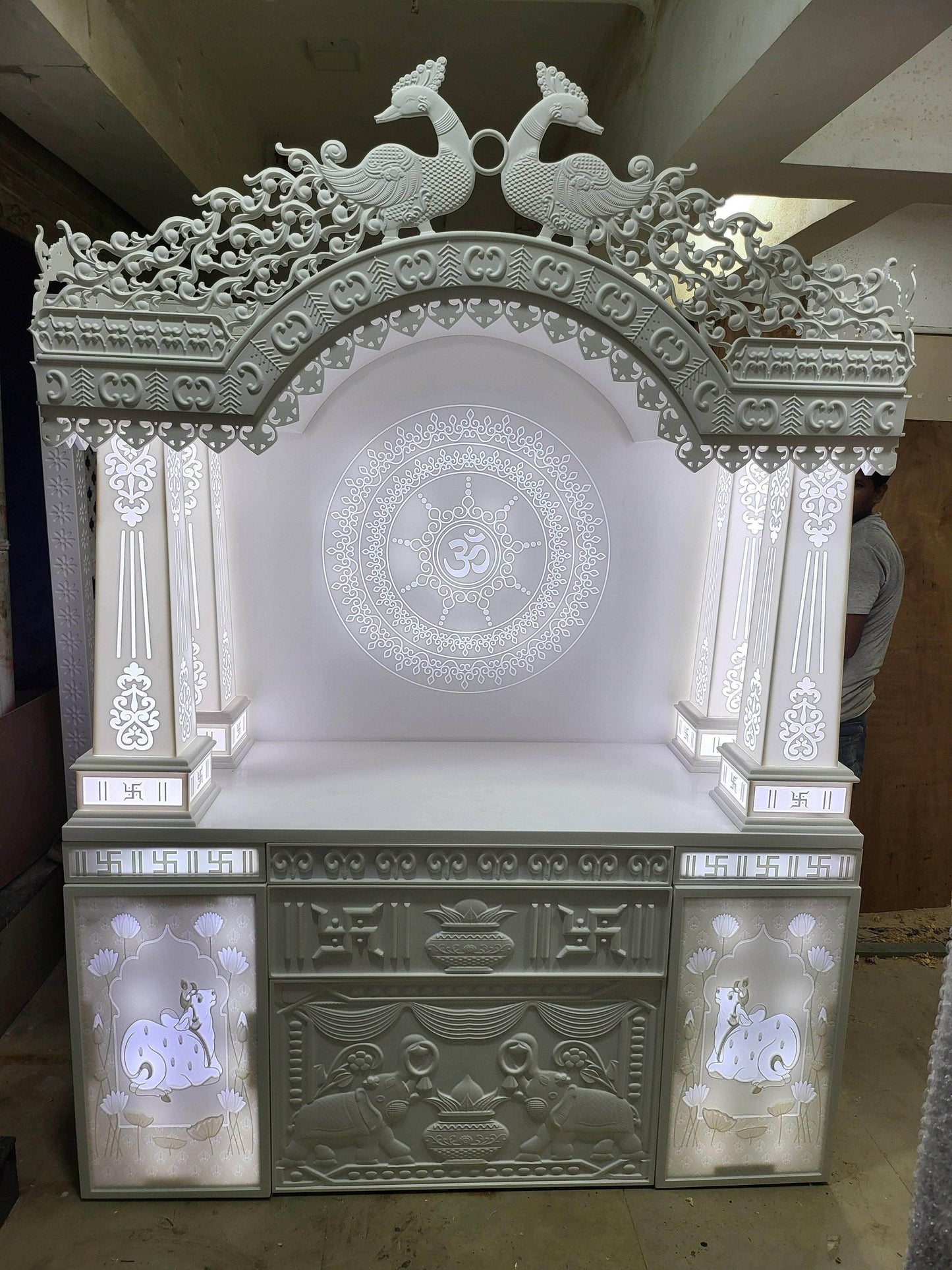 Corian Mandir with traditional pillar design - Home temple