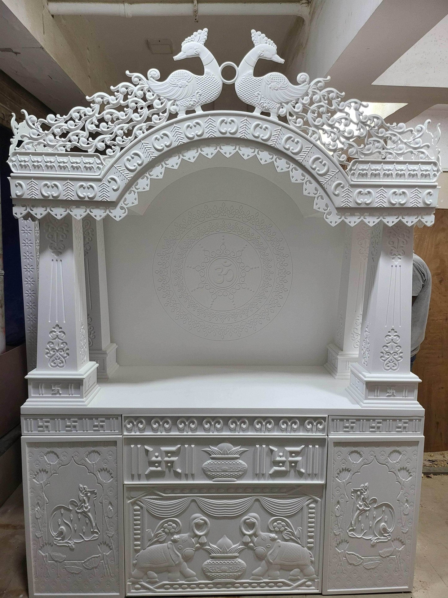 Corian Mandir with traditional pillar design - Home temple