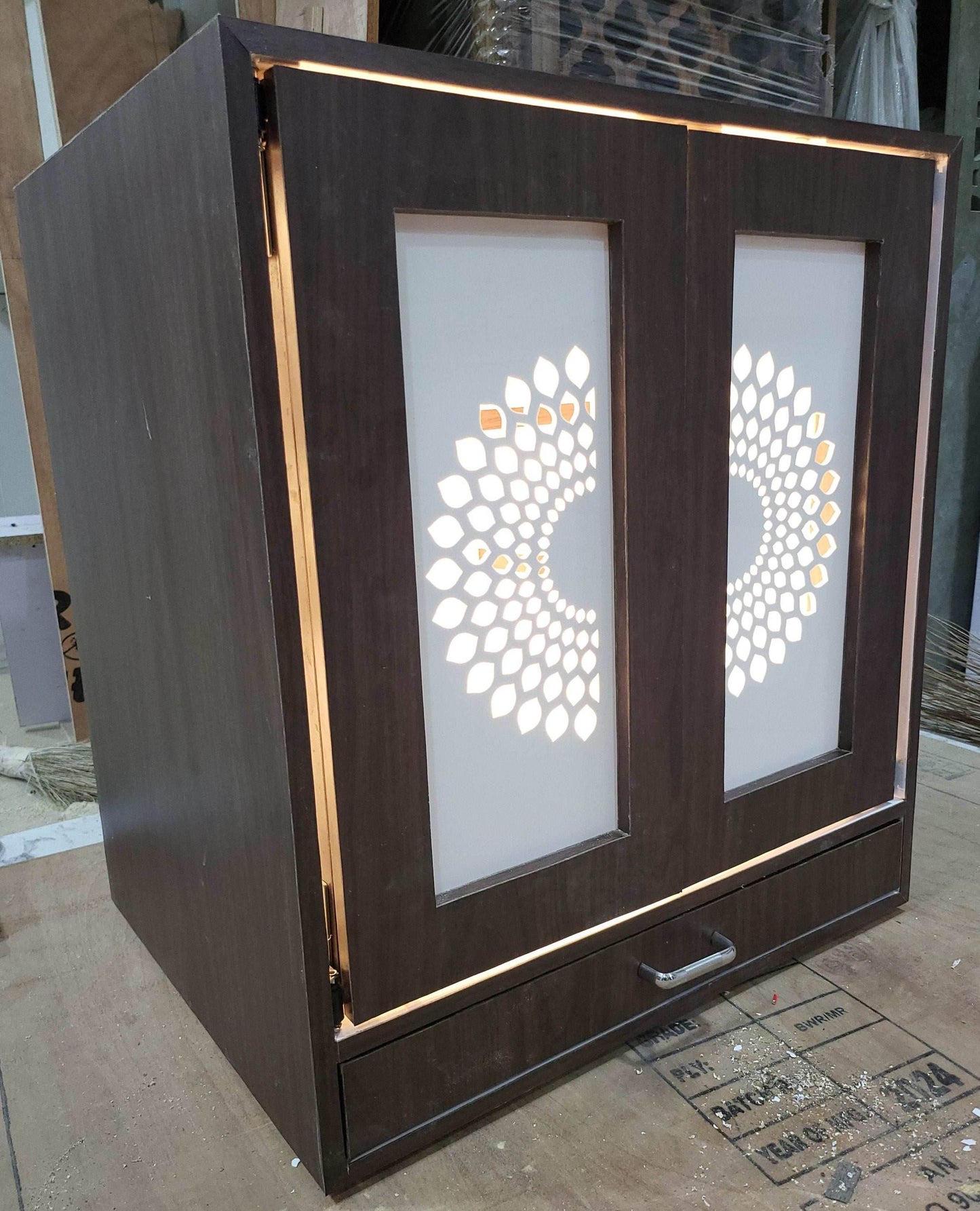 Acrylic Home temple with pocket pocket door wallmount - Home temple