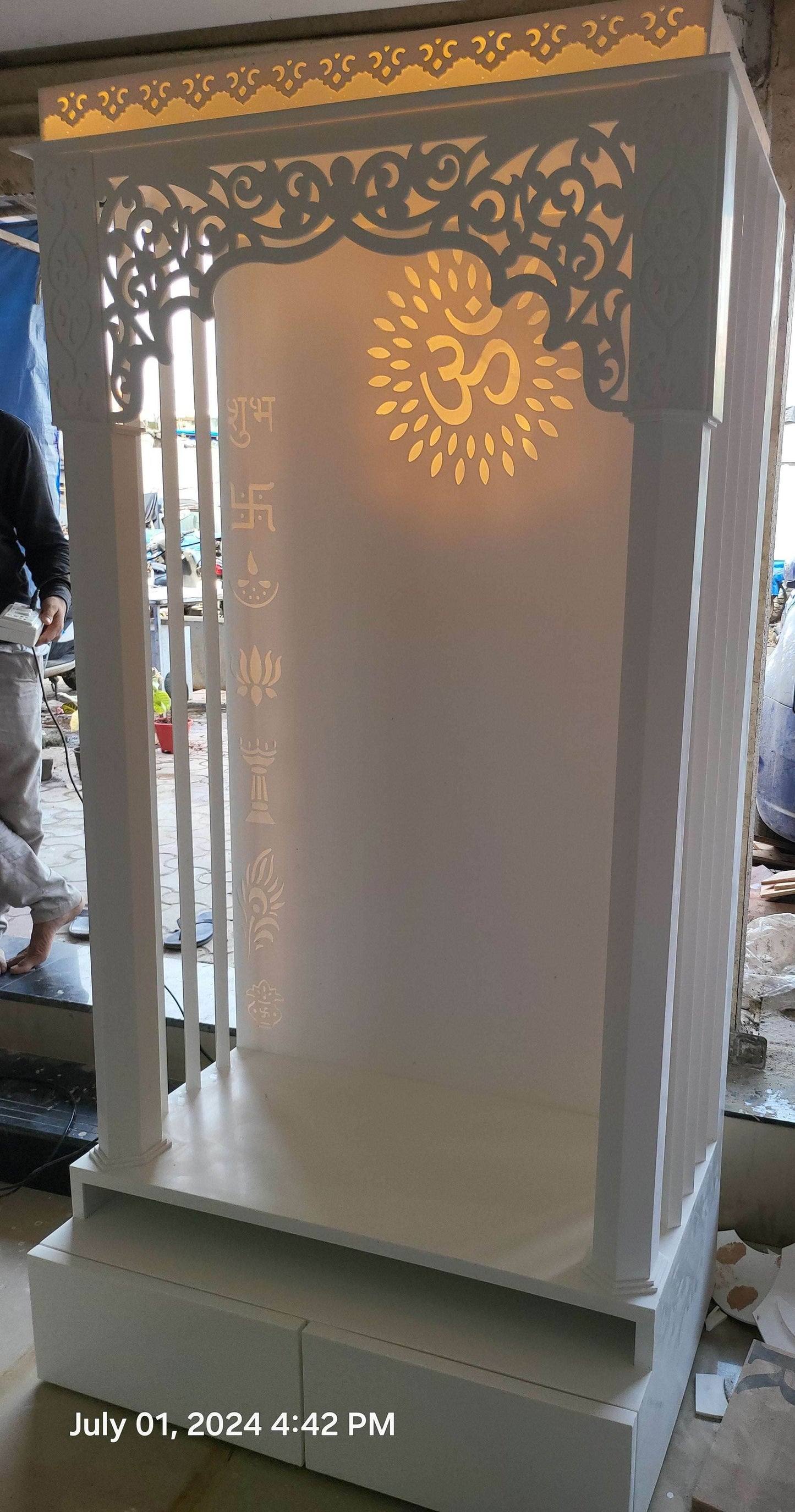 Corian Home Mandir with elegant design - Home temple