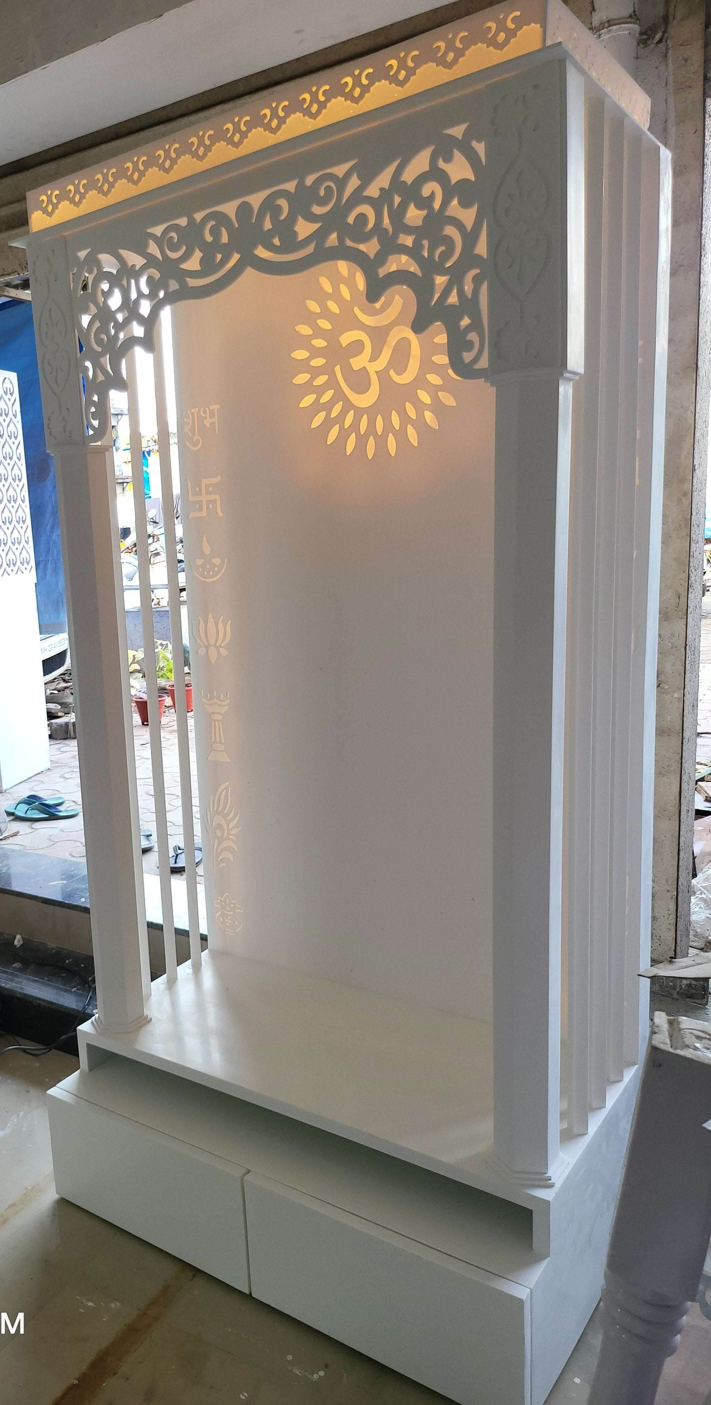 Corian Home Mandir with elegant design - Home temple