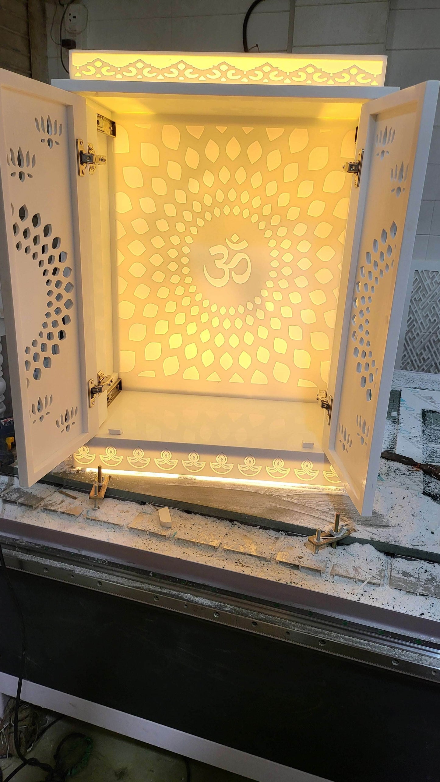Corian pooja mandir with door - Home temple