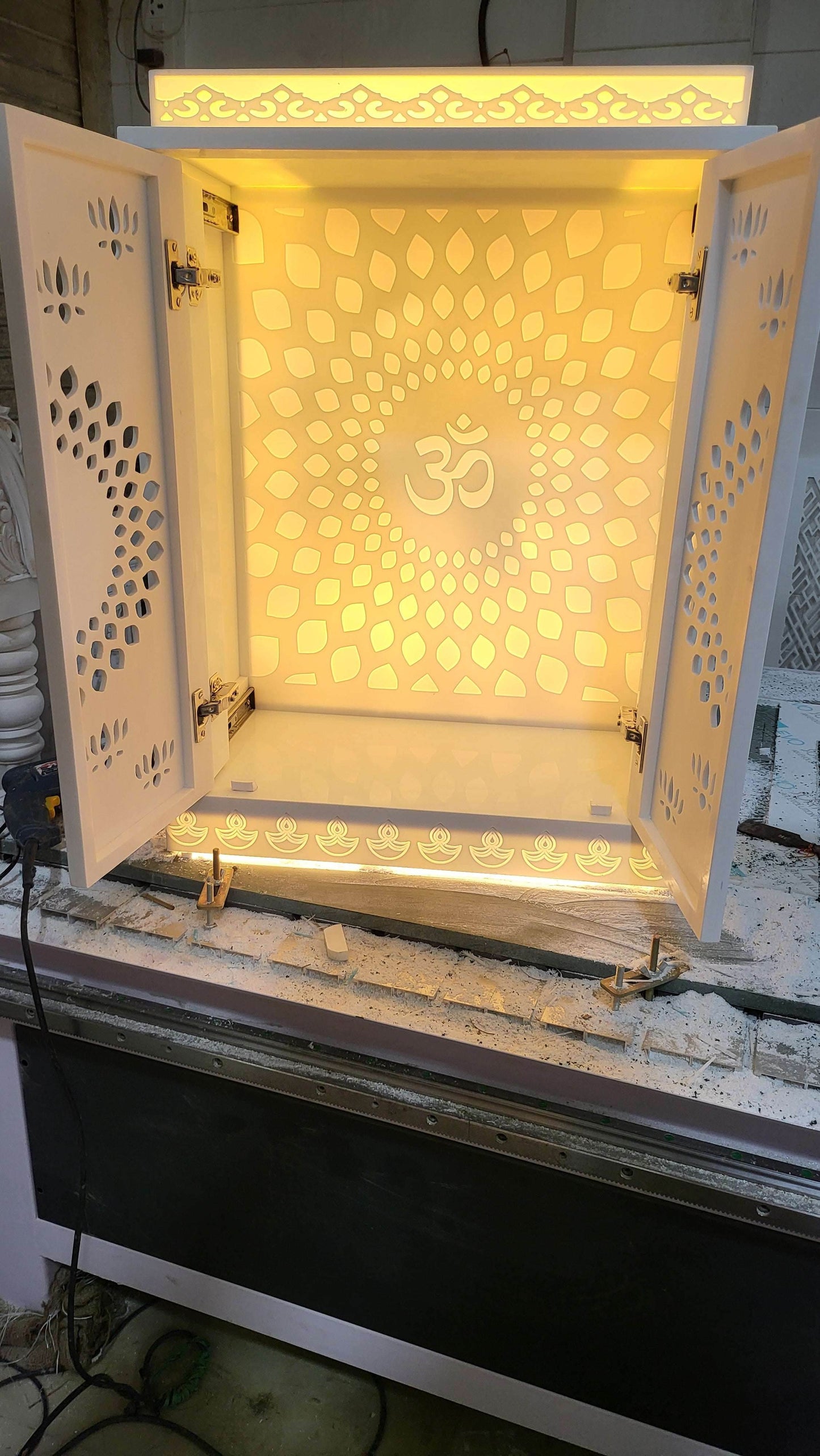 Corian pooja mandir with door - Home temple