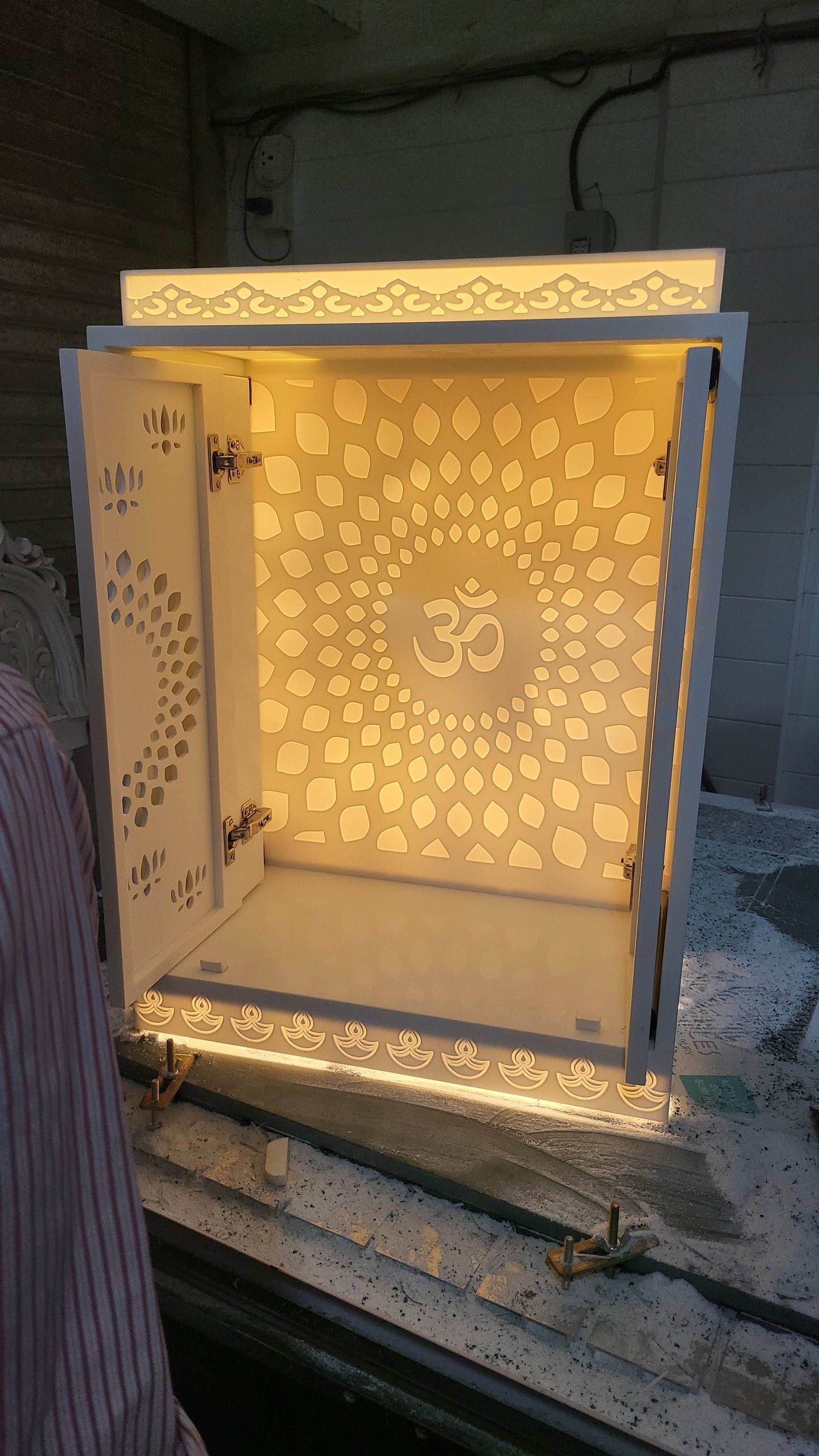 Corian pooja mandir with door - Home temple