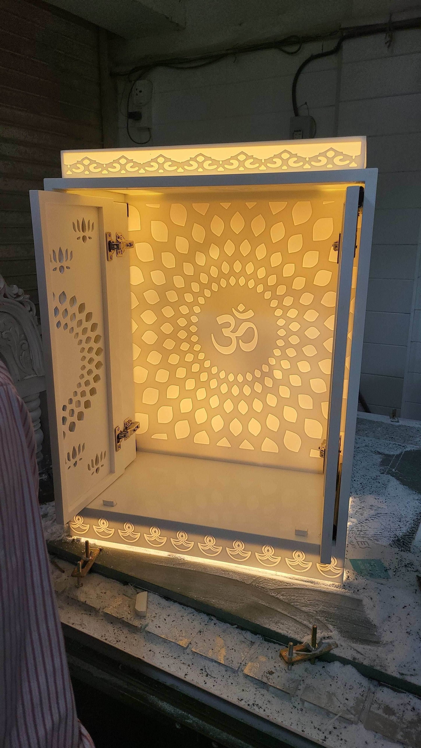 Corian pooja mandir with door - Home temple