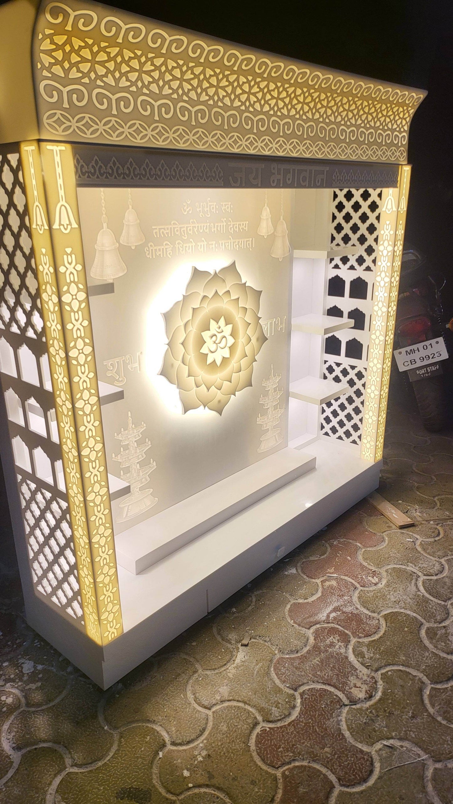 Corian Mandir full with backlit - Home temple