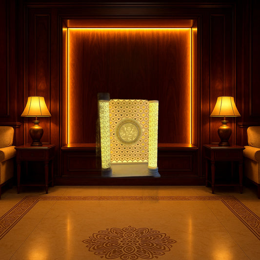 Buy Backlit Shree Krishna Balgopal 3D Corian Temple | Handcrafted Corian Temple Design | Satguru Creations