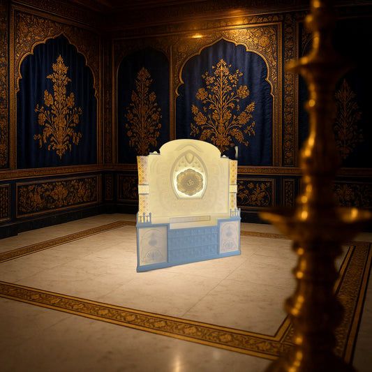Buy Premium Large Corian Temple Tapered Round Pillars Hexagon Om | Handcrafted Corian Temple Design | Satguru Creations