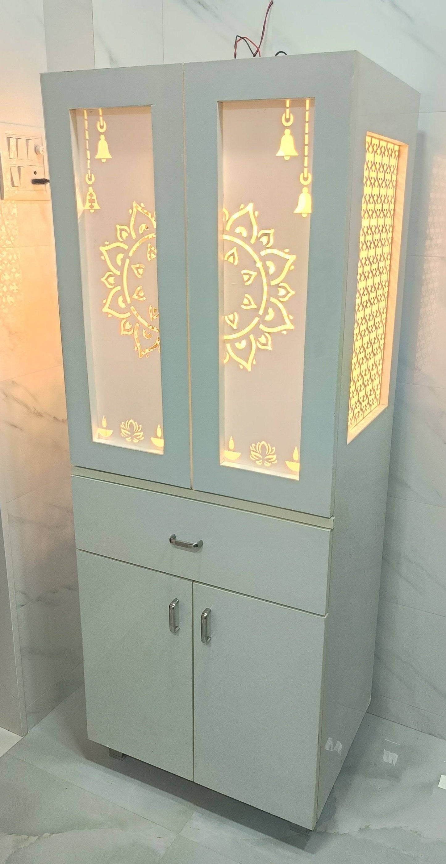 Acrylic and plywood temple with door - Home temple