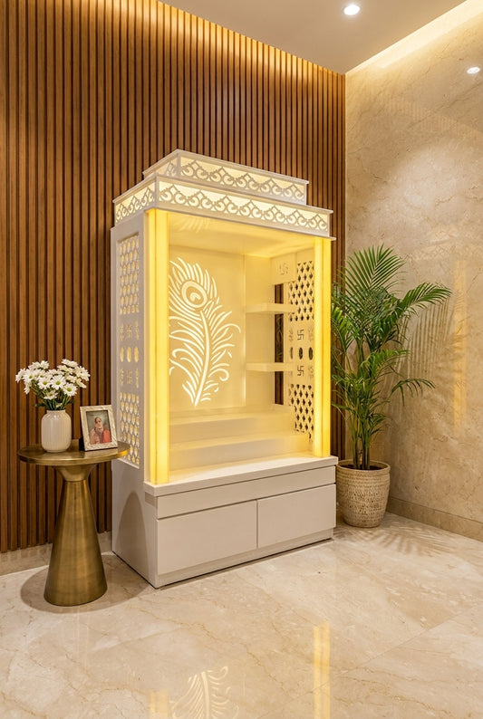 Premium Backlit Corian Mandir - Satguru Creations Mumbai