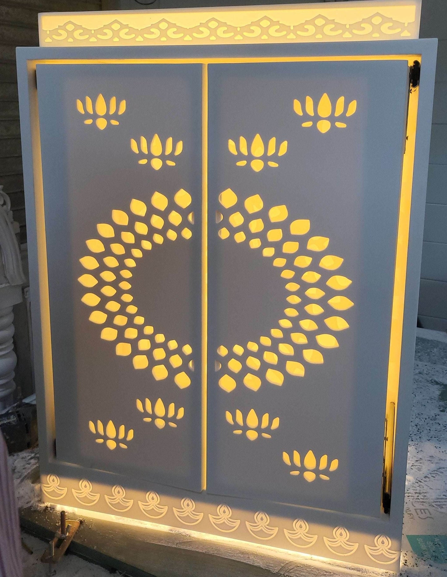 Corian pooja mandir with door - Home temple