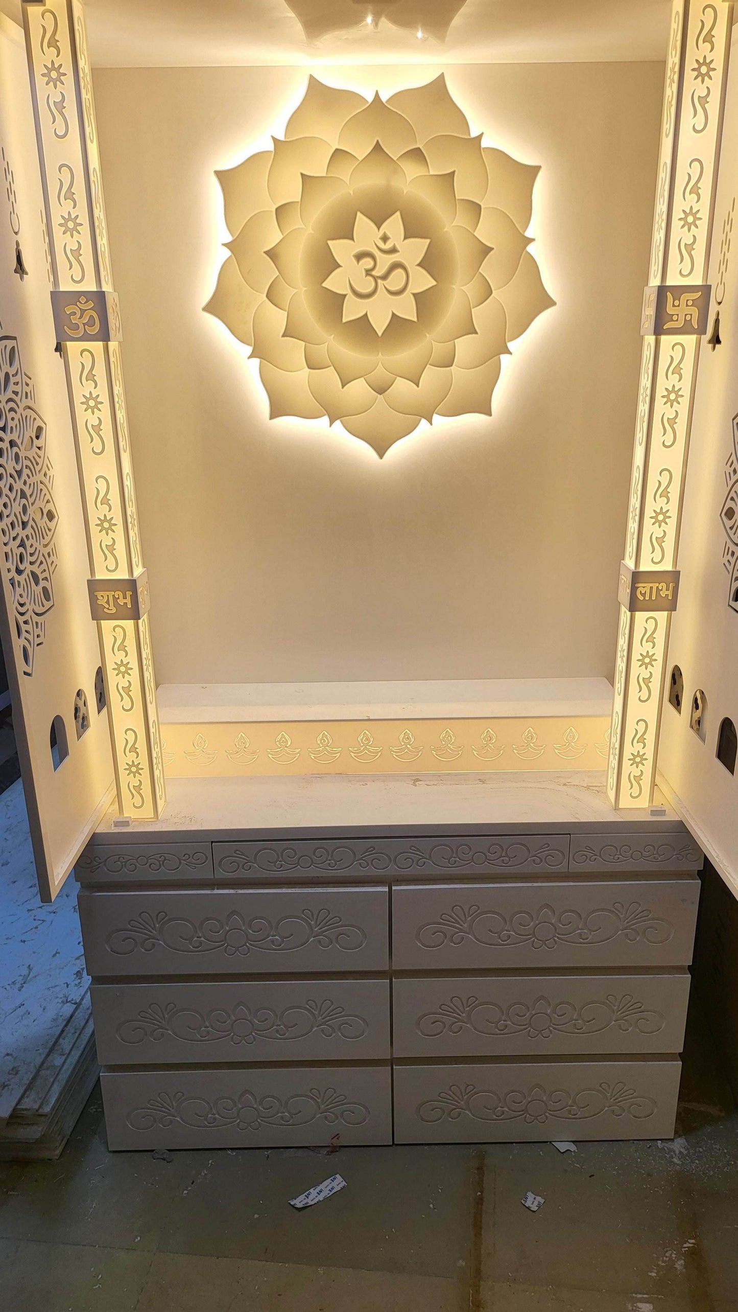 Corian Mandir for home traditional design - Home temple
