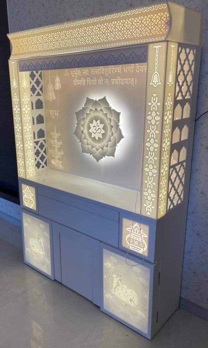 Corian Home Temple with backlit lotus 3d - Home temple