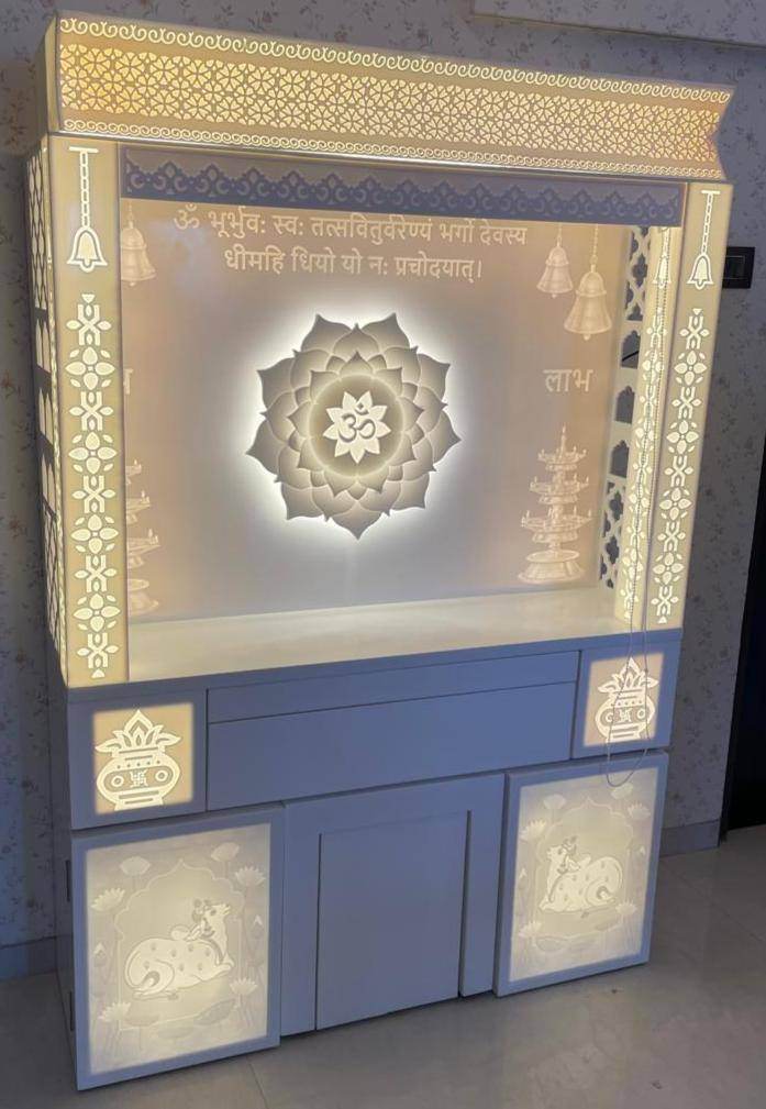 Corian Home Temple with backlit lotus 3d - Home temple