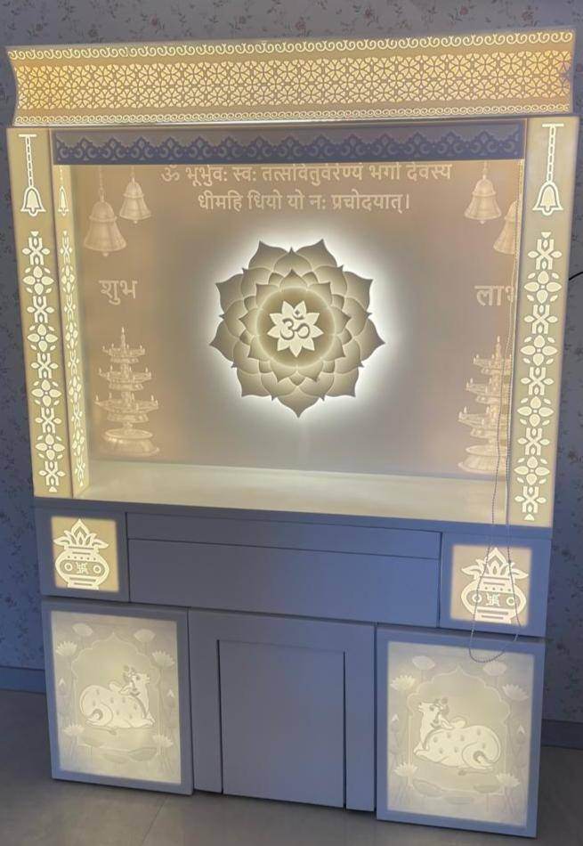 Corian Home Temple with backlit lotus 3d - Home temple