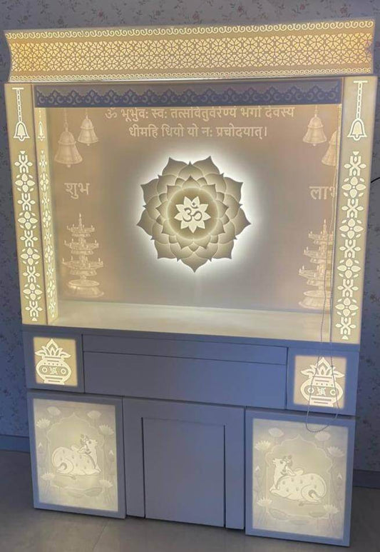 Corian Home Temple with backlit lotus 3d - Home temple