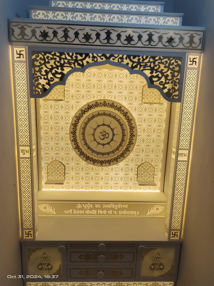 Latest corian temple design backlit 3d om