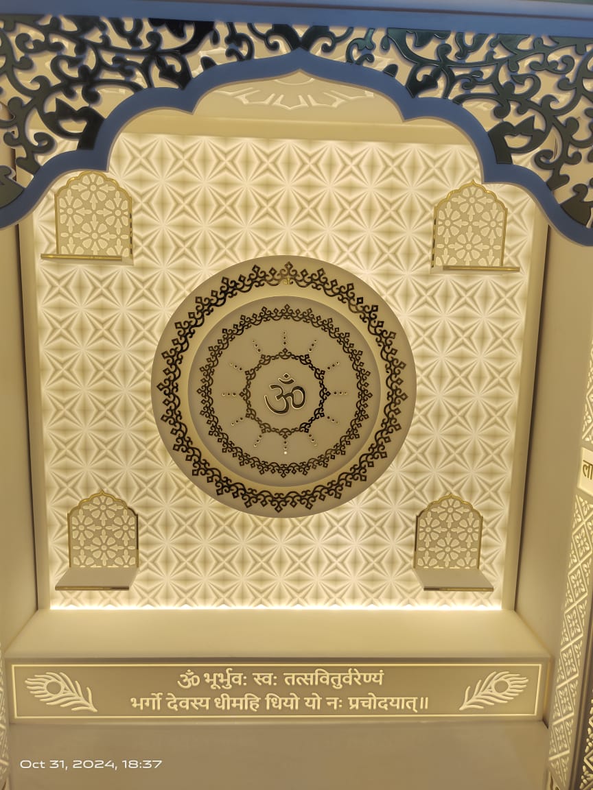 Latest corian temple design backlit 3d om zharokha