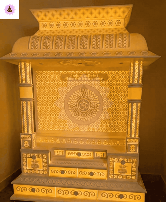 Traditional Dome Large Corian Temple Diamond Jali Pyramidal Base - Premium Corian Mandir - Solid Surface Temple - Satguru Cre