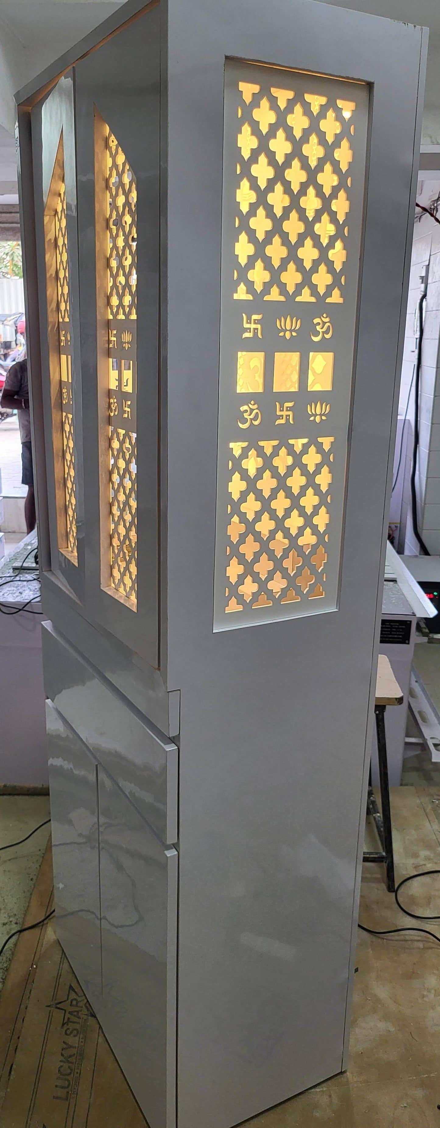 Acrylic mandir with pocket door traditional design - Home temple