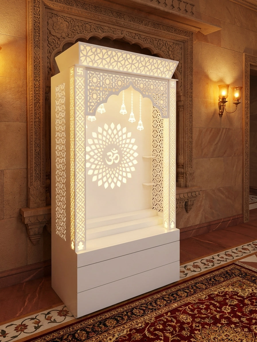 Corian Mandir for Home Online — Pan-India Delivery Temple — Luxury Indian Home Interior — Satguru Creations