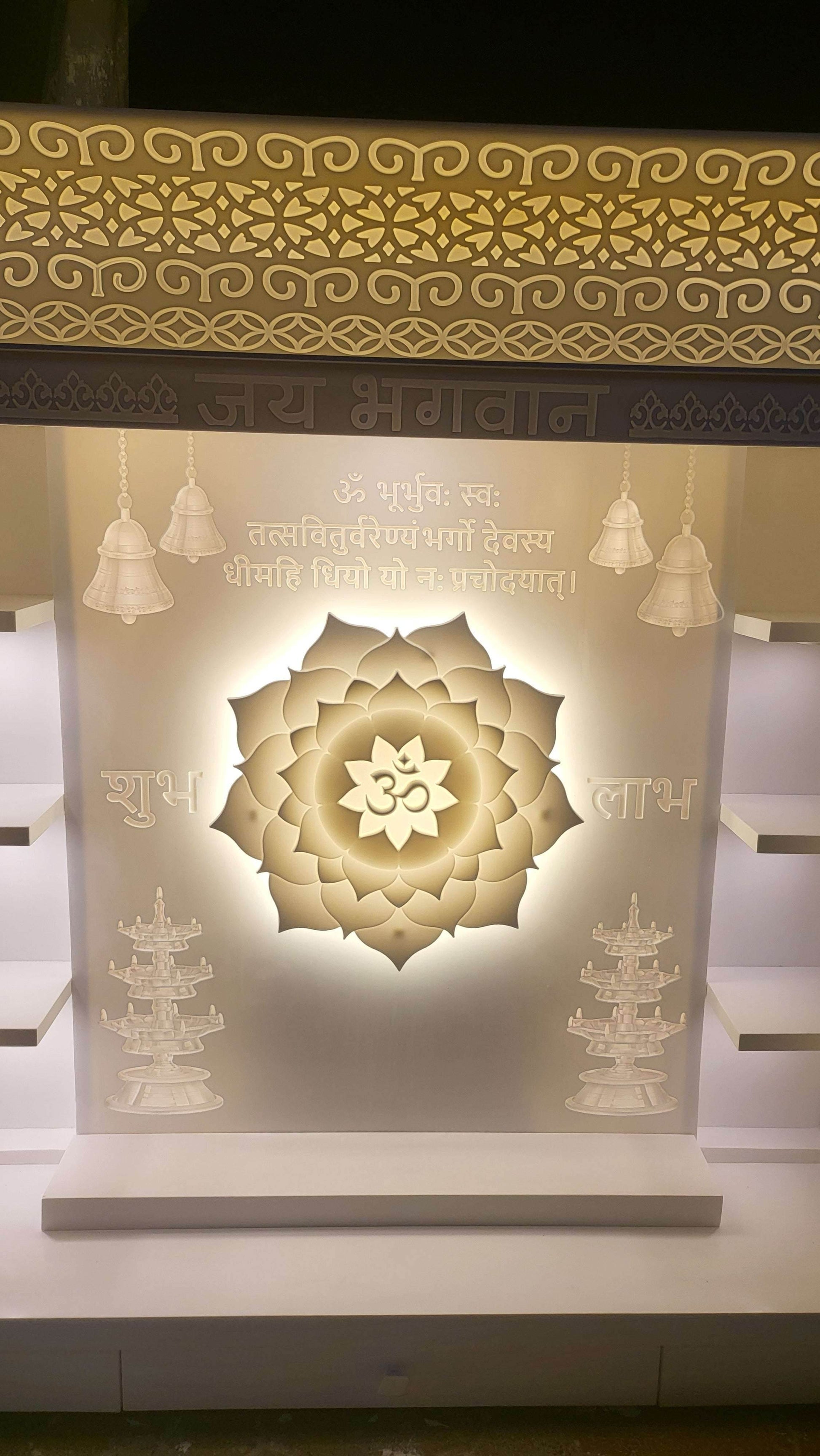 Corian Mandir full with backlit - Home temple