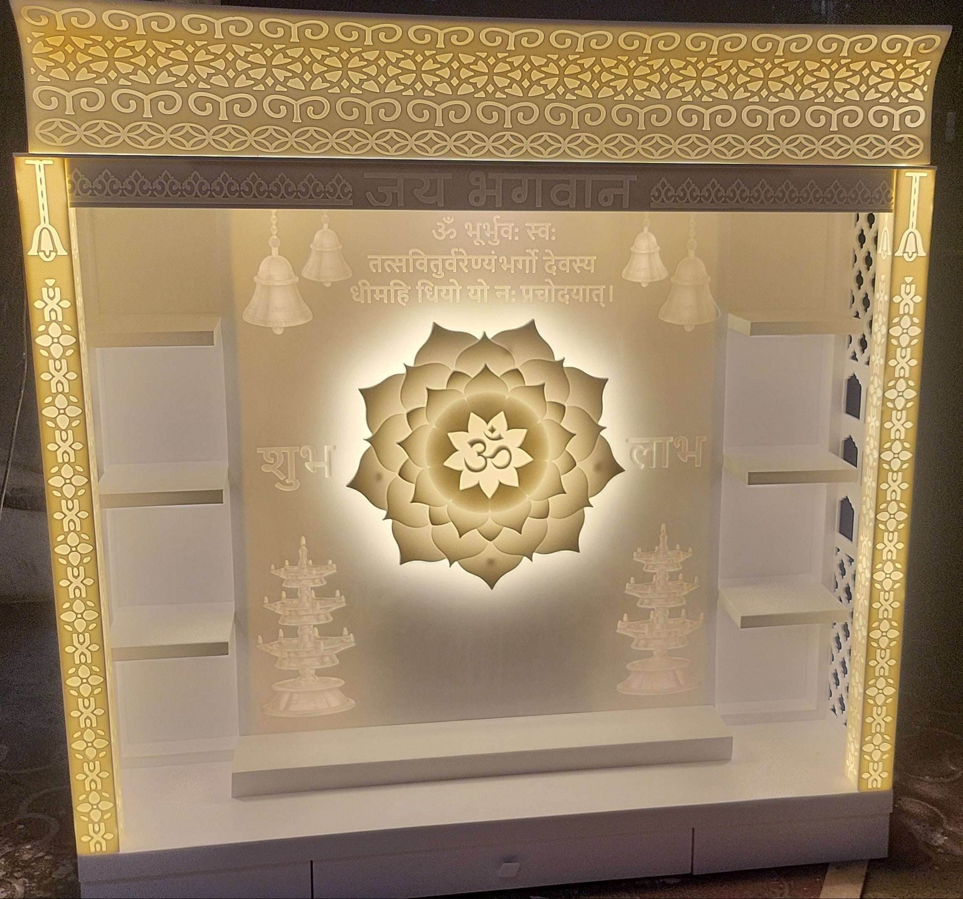 Corian Mandir full with backlit - Home temple