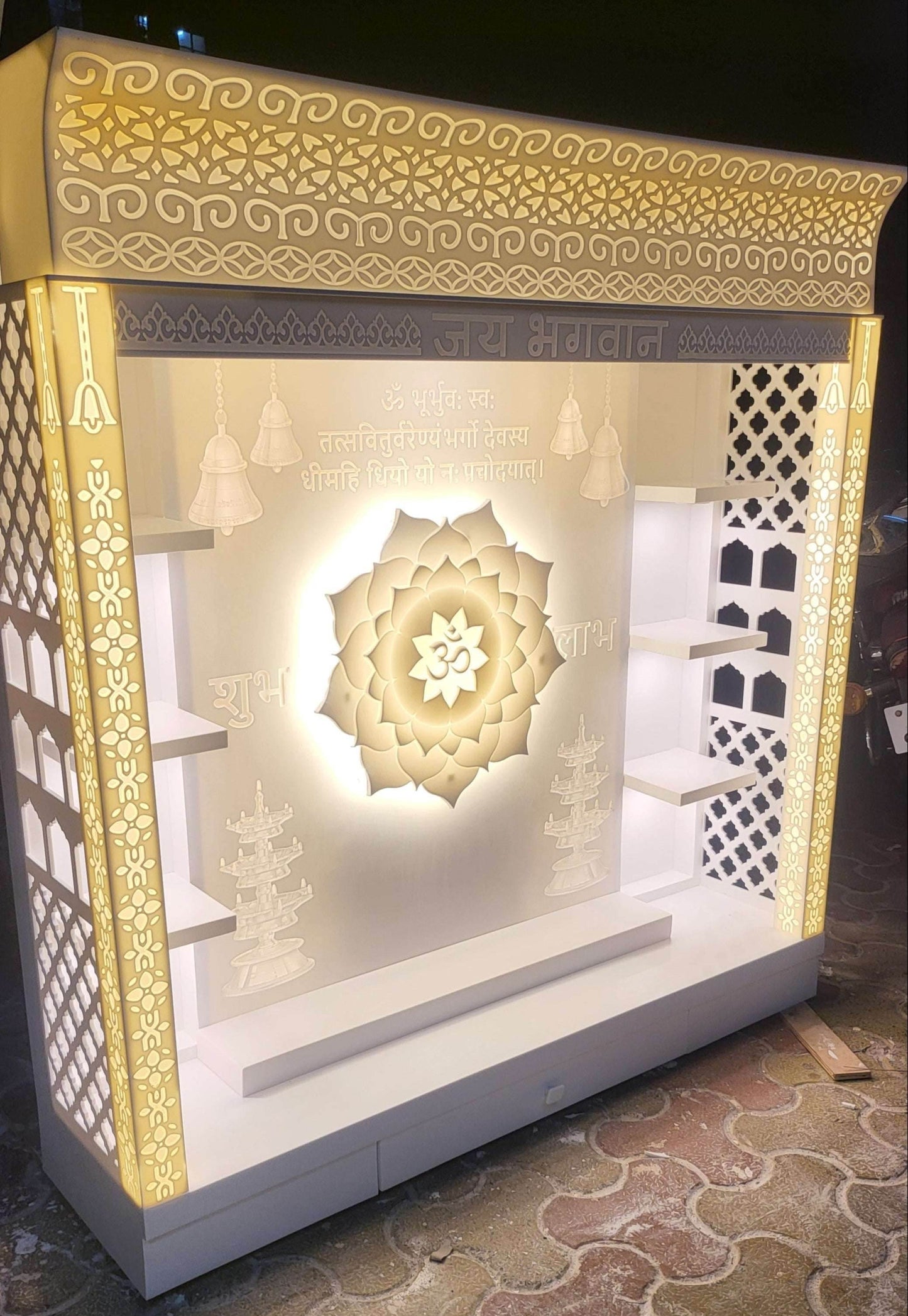 Corian Mandir full with backlit - Home temple