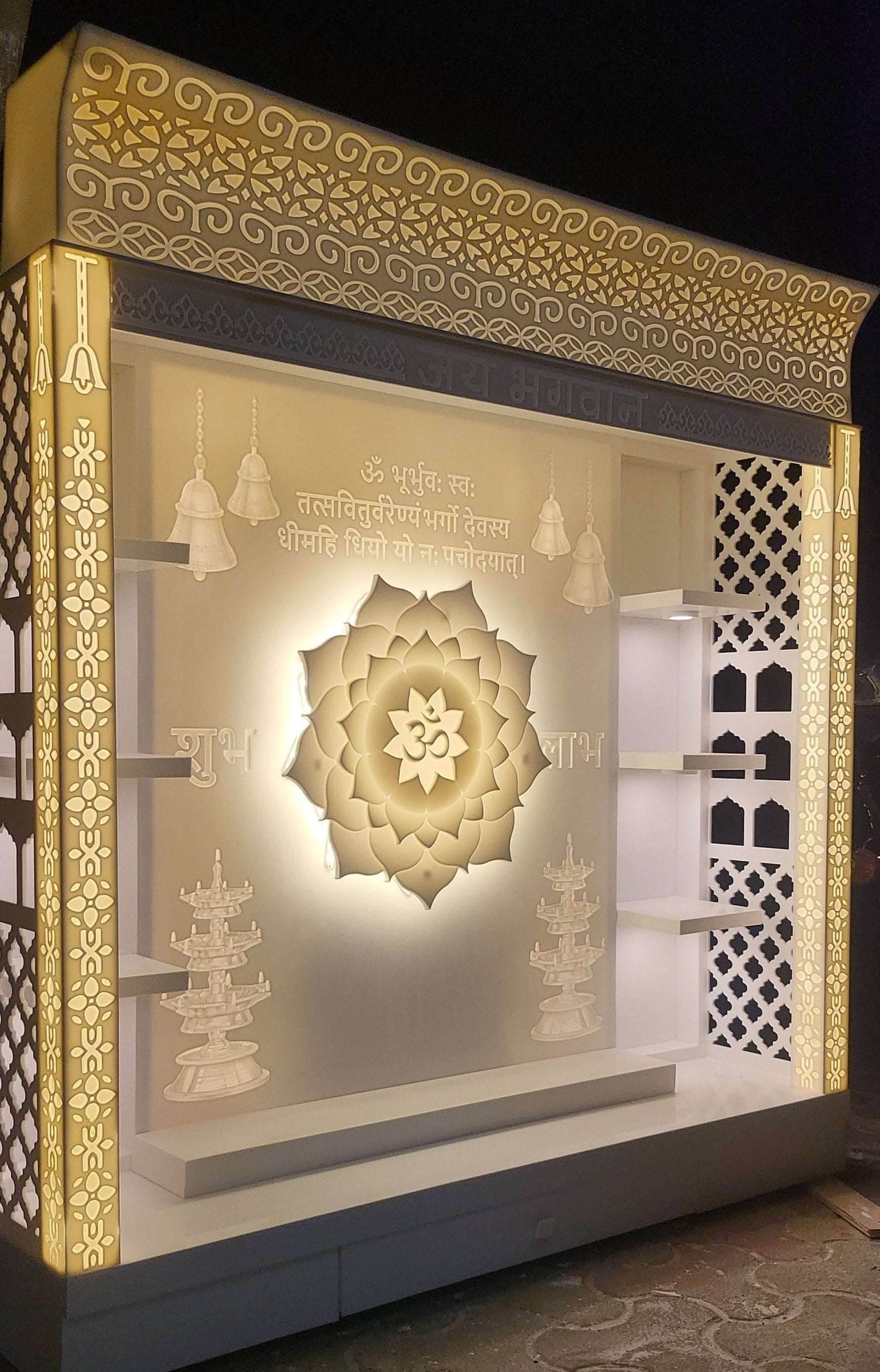 Corian Mandir full with backlit - Home temple