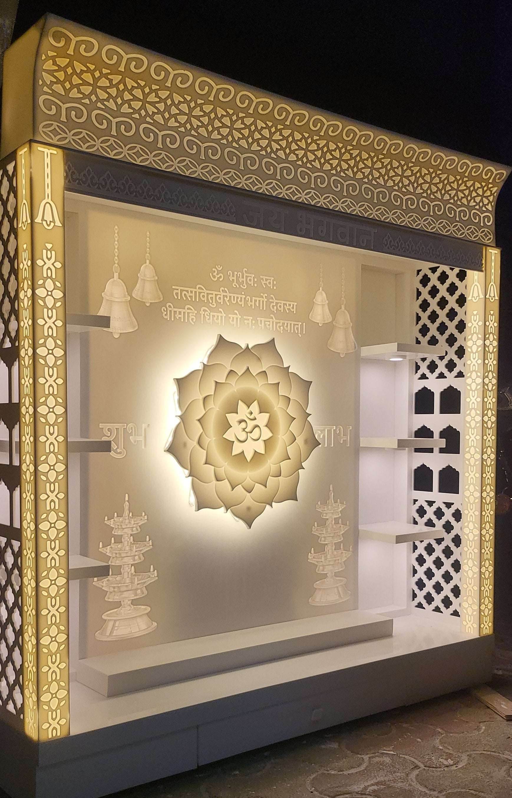 Corian Mandir full with backlit - Home temple