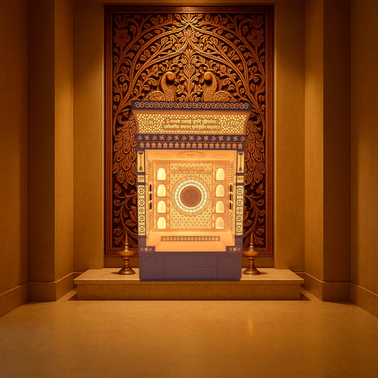 Buy Backlit Large Corian Temple Om Mandala with Tilted Dome | Handcrafted Corian Temple Design | Satguru Creations