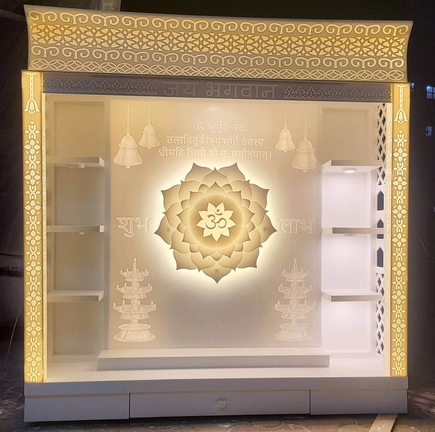 Corian Mandir full with backlit - Home temple