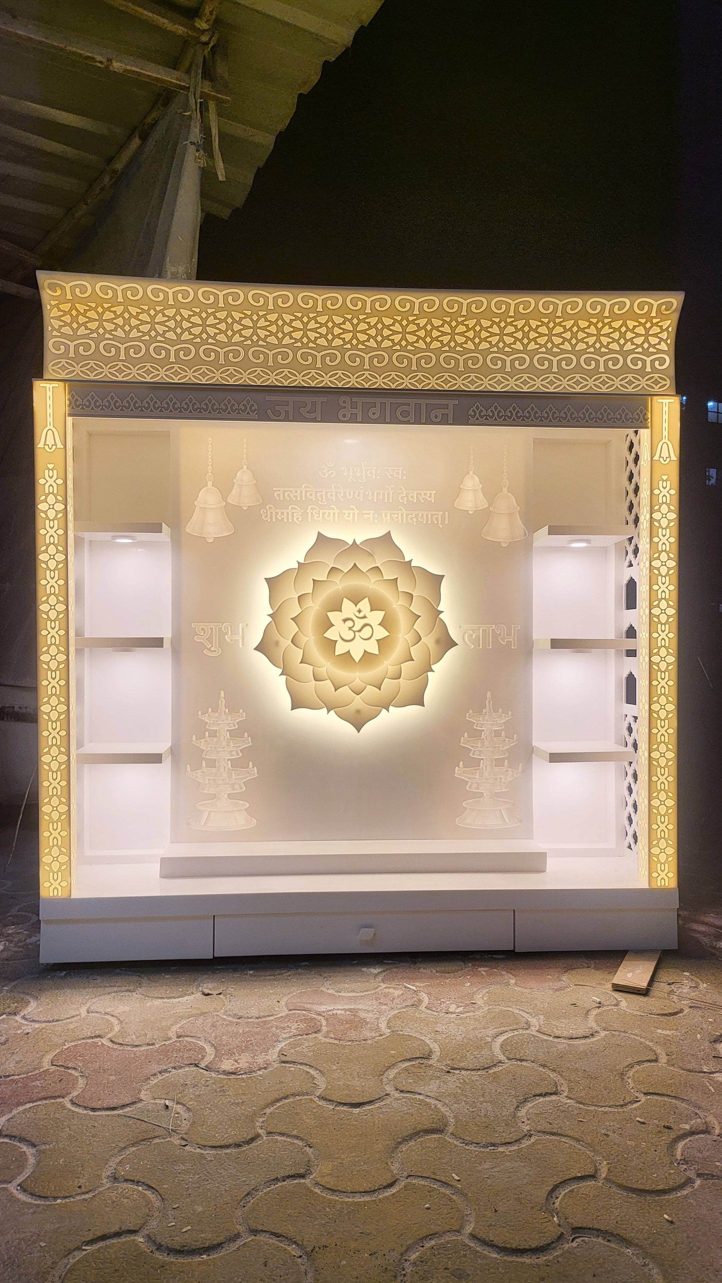 Corian Mandir full with backlit - Home temple