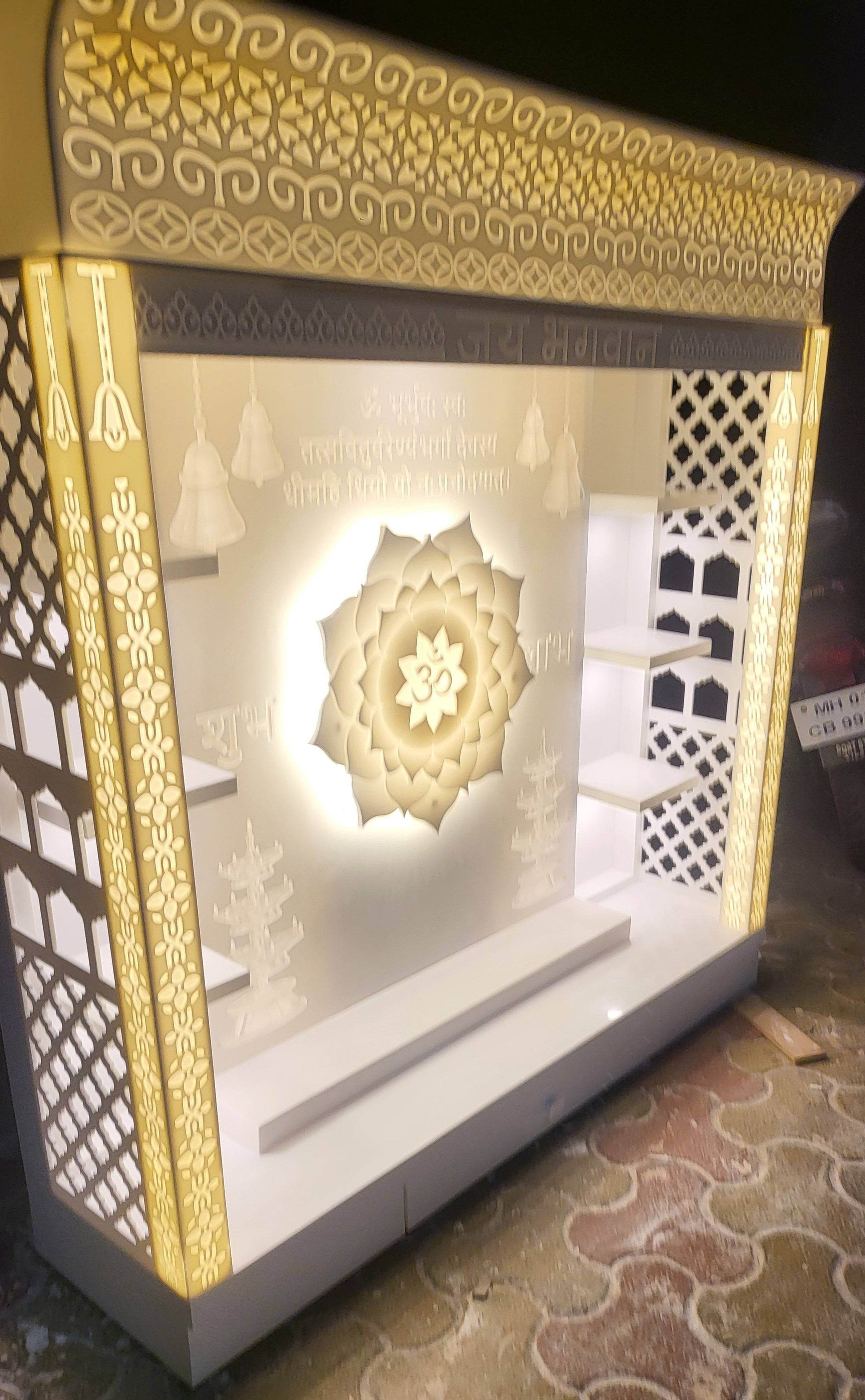 Corian Mandir full with backlit - Home temple