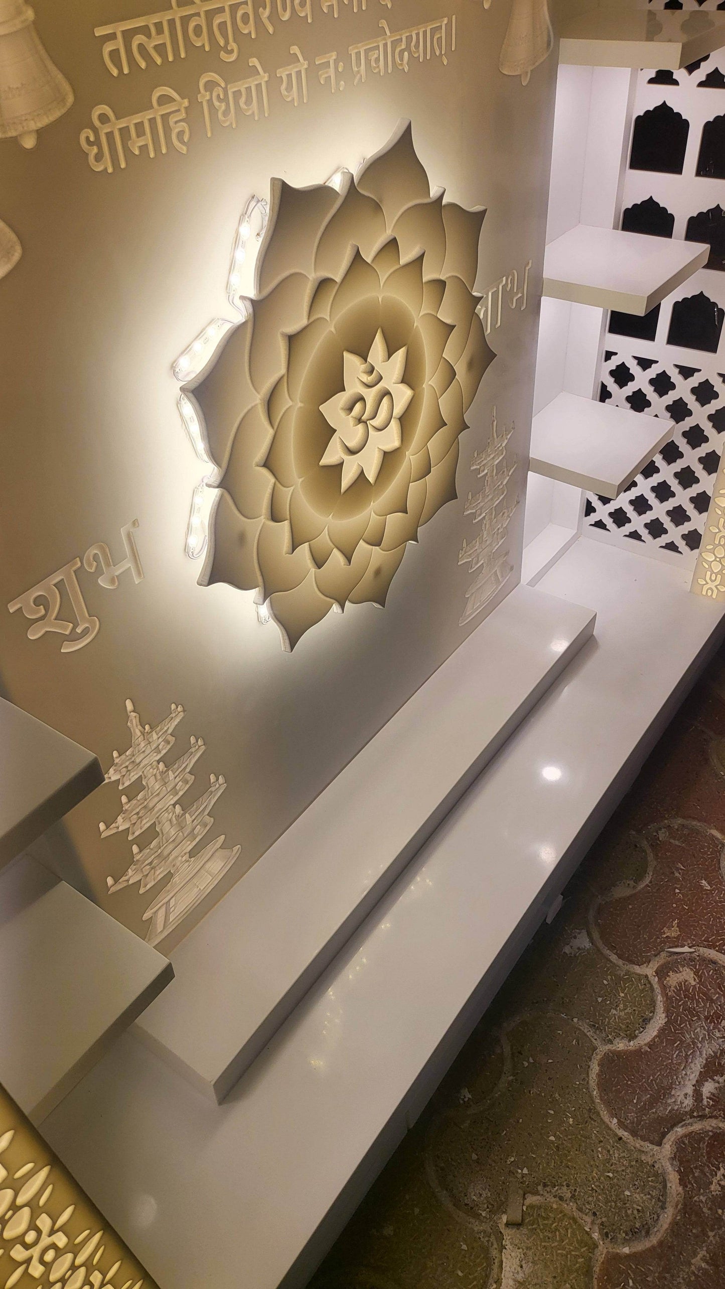 Corian Mandir full with backlit - Home temple