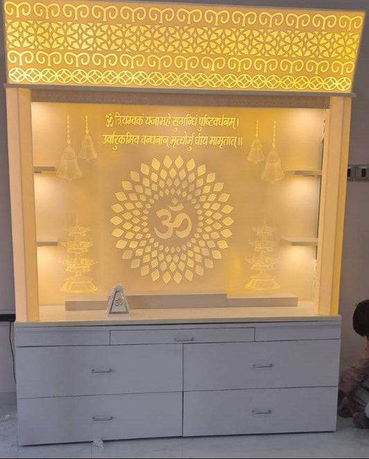 Corian Mandir for Home big size 5.5feet width x 7 feet height - Home temple