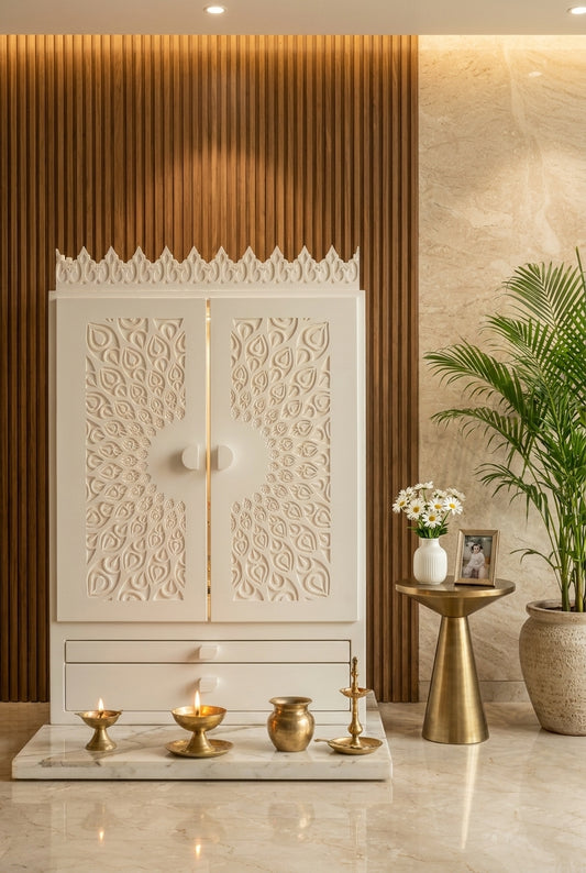 Designer Jain Corian Marble Temple — Premium Mandir — Luxury Home Interior — Satguru Creations