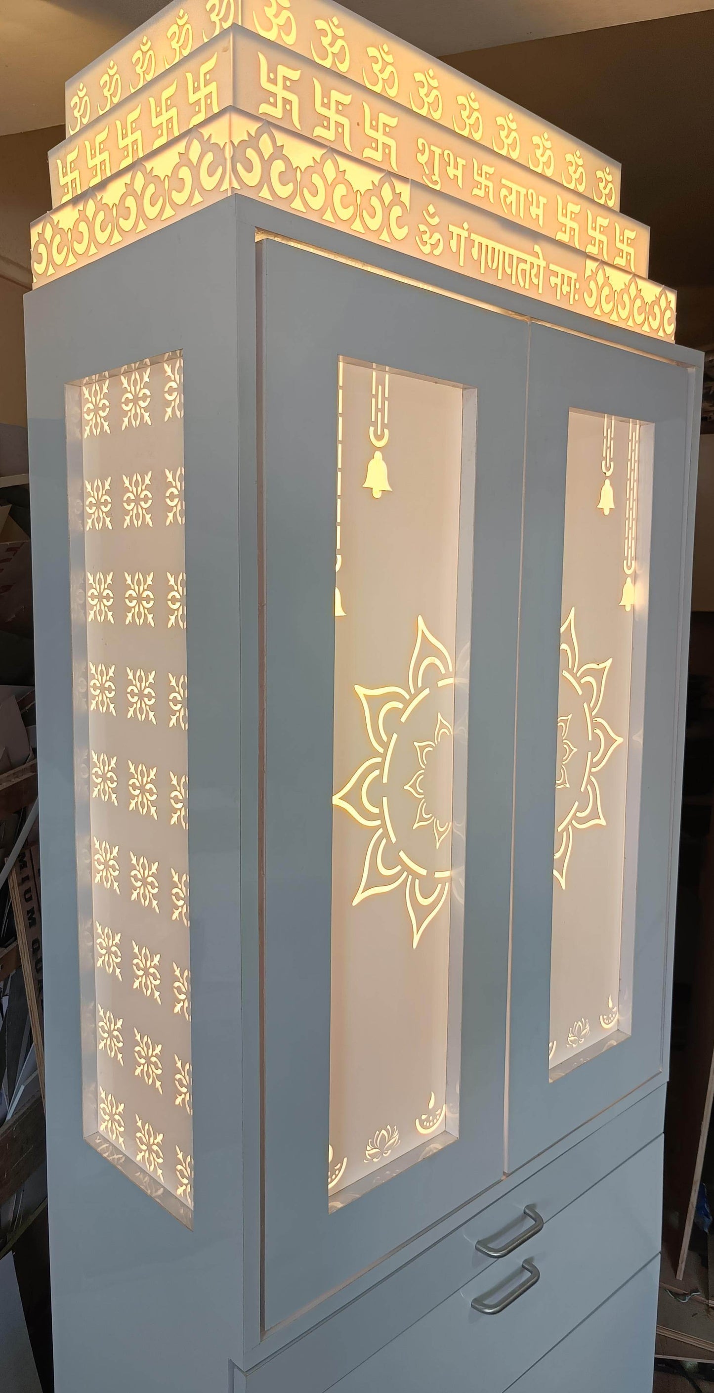 Home temple with doors 7feet x 2.5 feet x 1.25 feet - Home temple