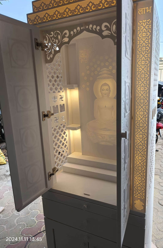 3d designer corian mandir with door Asthamangal - Home temple
