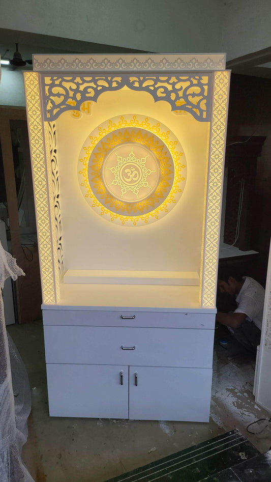 Corian Mandir with laminated storage - Home temple