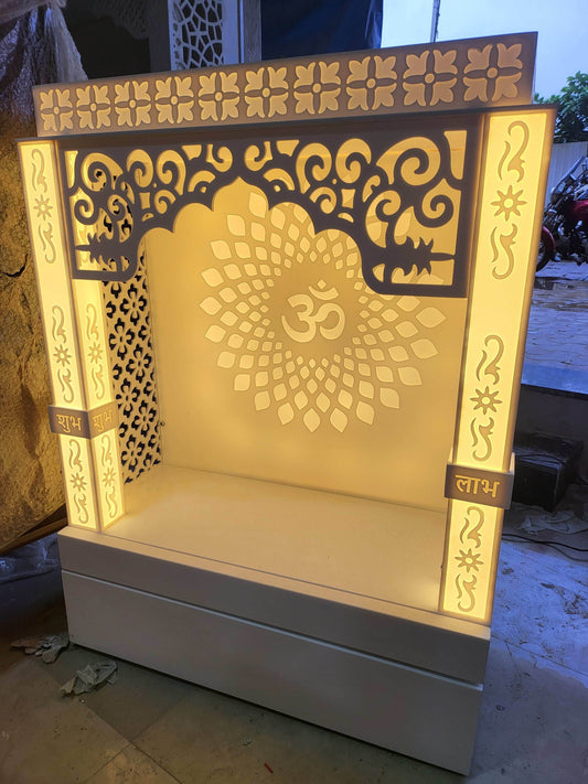 Compact wall mount corian mandir for home - Home temple