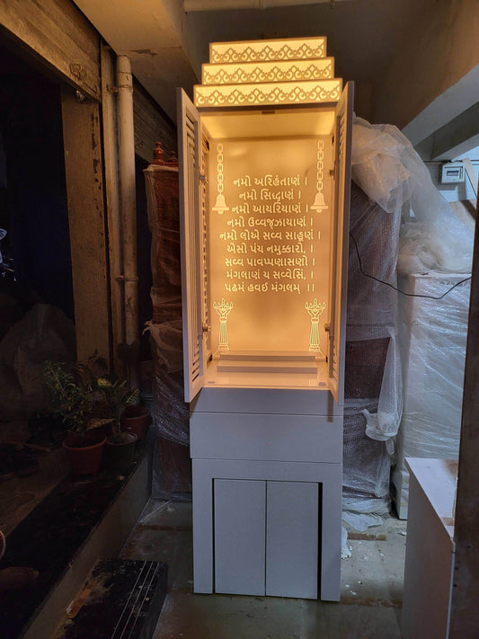 Corian Mandir for Home with pocket door - Home temple