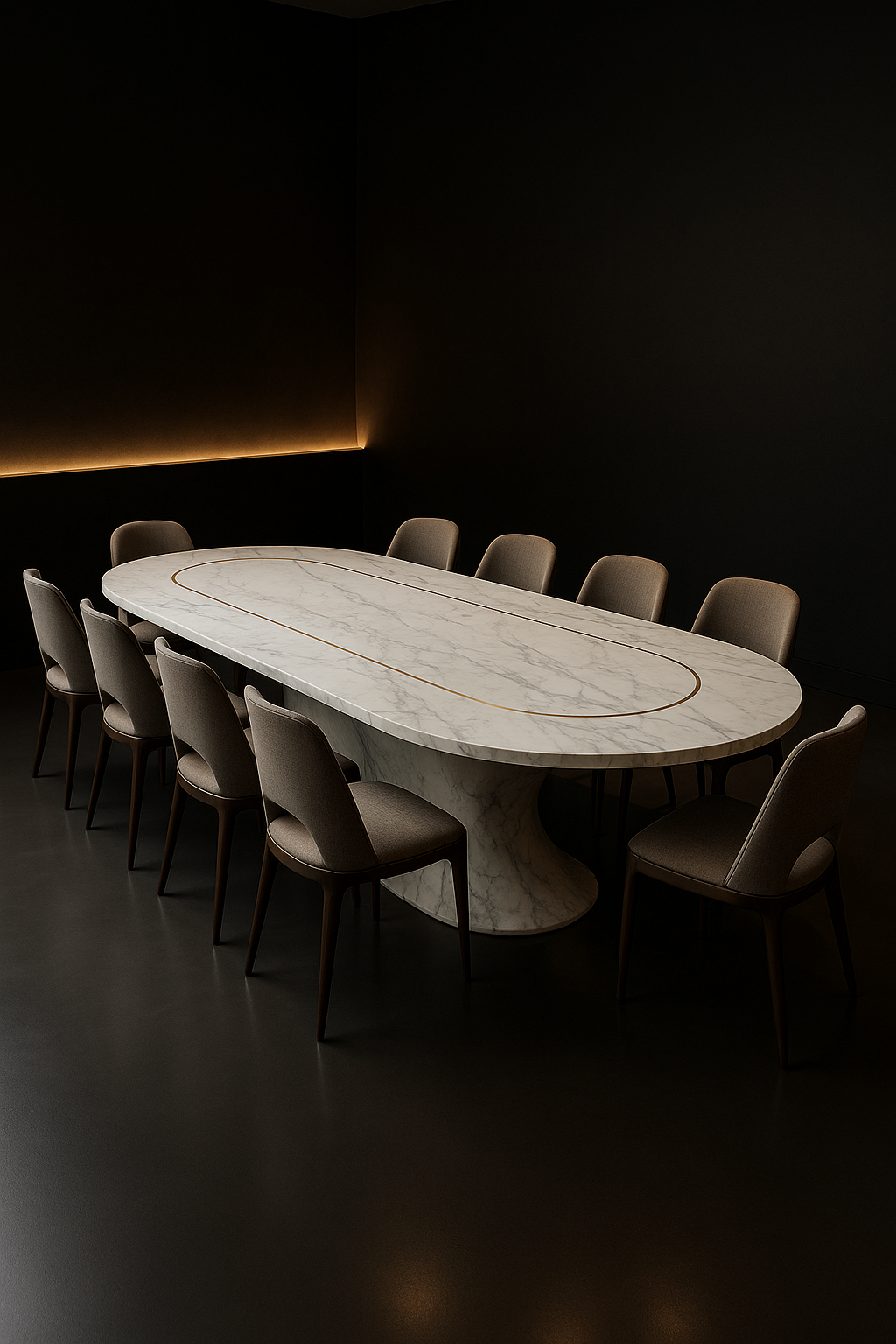 Obelisk Racetrack Corian Dining Table by Satguru Creations