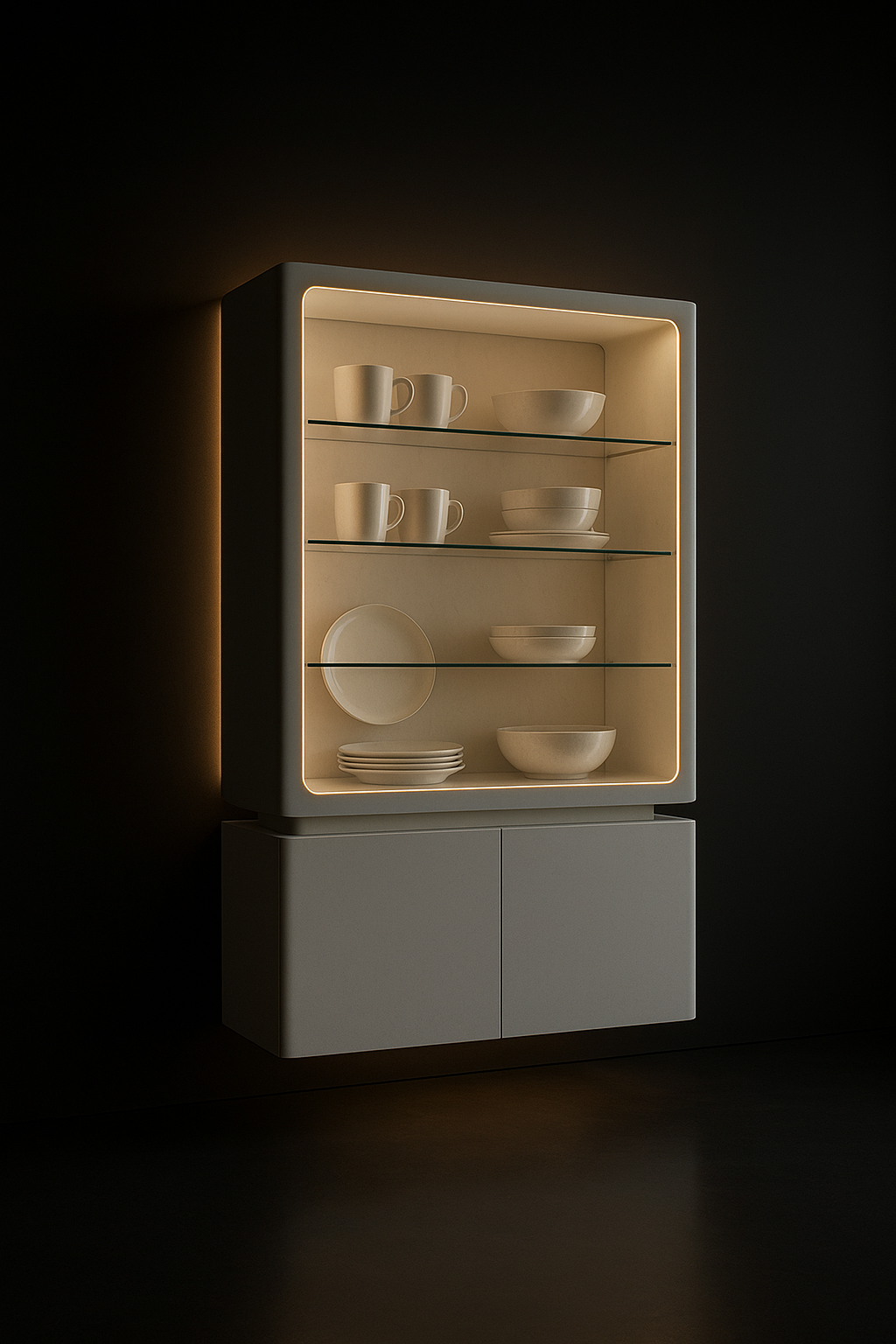 Crescent Wall And Base Crockery Unit by Satguru Creations