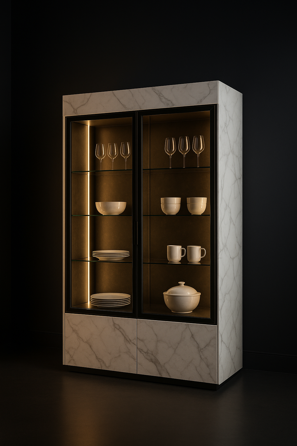 Veneer Glass-Front Crockery Unit by Satguru Creations