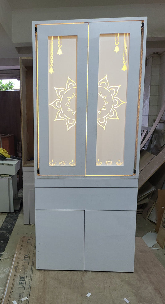 Acrylic Mandir Pocket door corian mandir mumbai