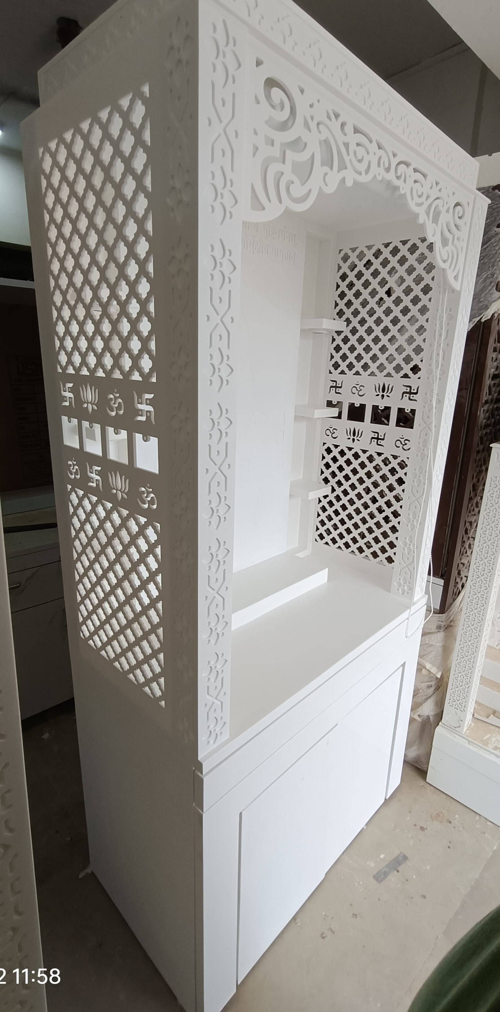 3d corian mandir with sitting stand and roller curtain corian mandir mumbai