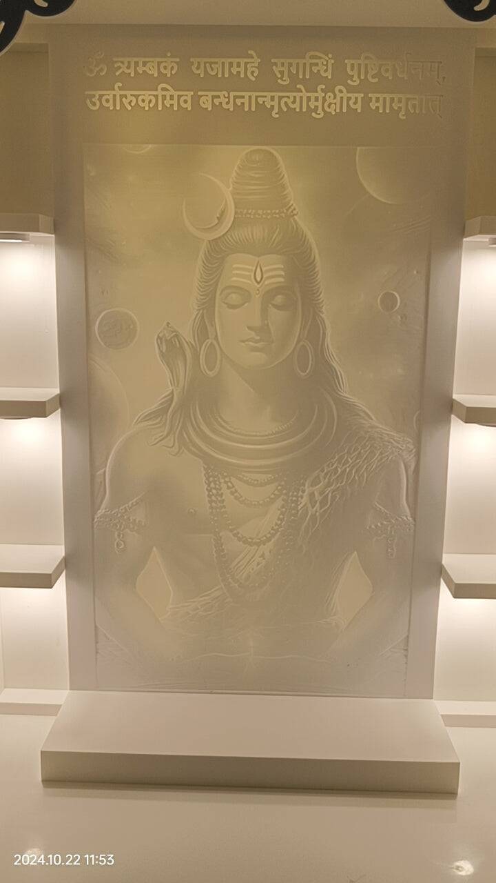 3d corian mandir with sitting stand and roller curtain corian mandir mumbai