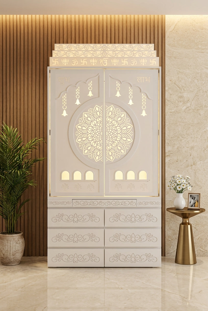 Backlit Corian Mandir - Satguru Creations Mumbai